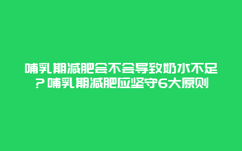 哺乳期减肥会不会导致奶水不足？哺乳期减肥应坚守6大原则