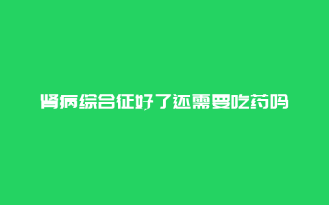 肾病综合征好了还需要吃药吗_http://www.365jiazheng.com_健康护理_第1张