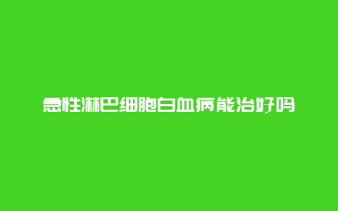 急性淋巴细胞白血病能治好吗_http://www.365jiazheng.com_健康护理_第1张