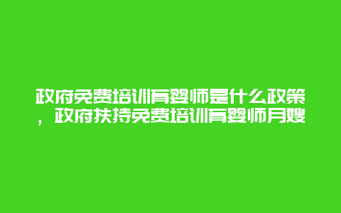 政府免费培训育婴师是什么政策，政府扶持免费培训育婴师月嫂