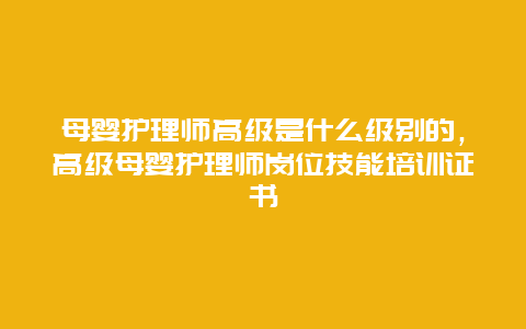 母婴护理师高级是什么级别的，高级母婴护理师岗位技能培训证书