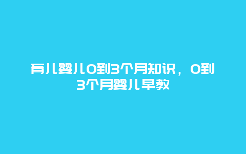 育儿婴儿0到3个月知识，0到3个月婴儿早教