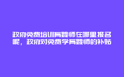 政府免费培训育婴师在哪里报名呢，政府对免费学育婴师的补贴