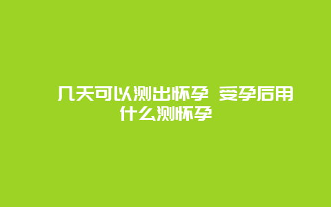 ​几天可以测出怀孕 受孕后用什么测怀孕