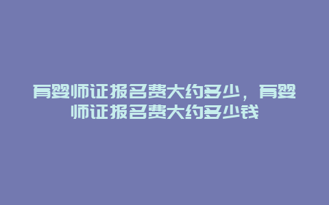 育婴师证报名费大约多少，育婴师证报名费大约多少钱