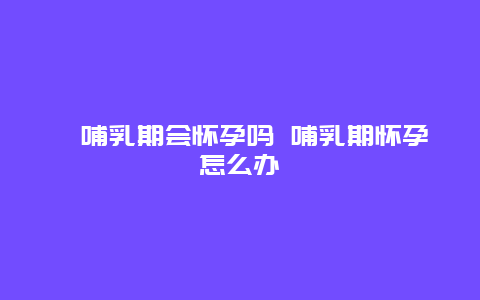 ​哺乳期会怀孕吗 哺乳期怀孕怎么办