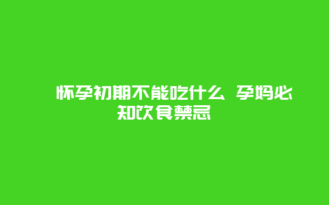 ​怀孕初期不能吃什么 孕妈必知饮食禁忌