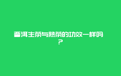 普洱生茶与熟茶的功效一样吗 ?