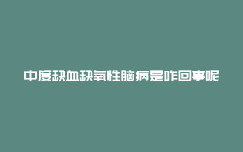 中度缺血缺氧性脑病是咋回事呢