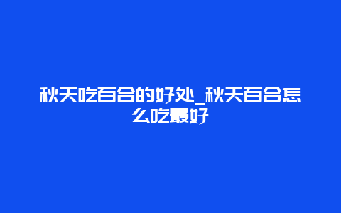 秋天吃百合的好处_秋天百合怎么吃最好