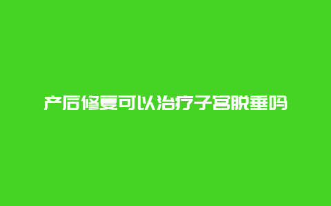 产后修复可以治疗子宫脱垂吗