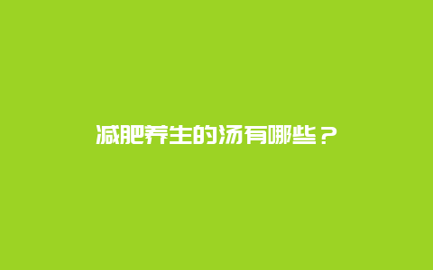 减肥养生的汤有哪些？