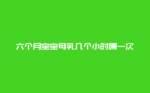 六个月宝宝母乳几个小时喂一次