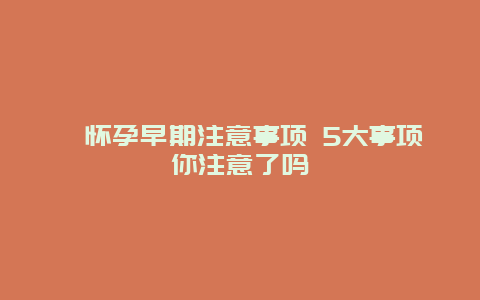 ​怀孕早期注意事项 5大事项你注意了吗