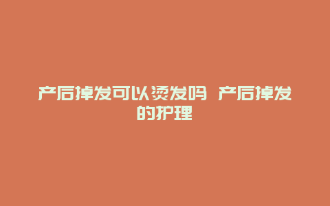 产后掉发可以烫发吗 产后掉发的护理