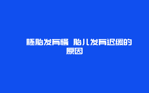 ​胚胎发育慢 胎儿发育迟缓的原因