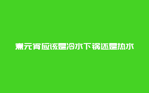 煮元宵应该是冷水下锅还是热水