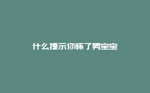 什么提示你怀了男宝宝