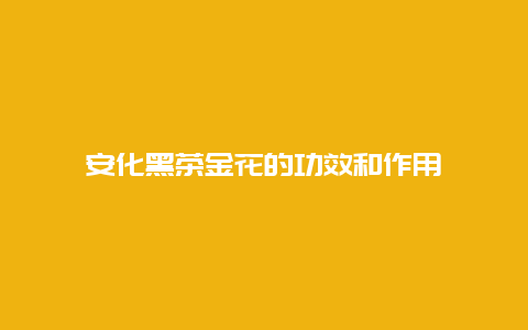 安化黑茶金花的功效和作用