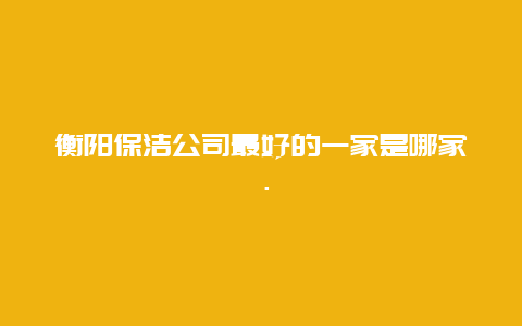 衡阳保洁公司最好的一家是哪家．