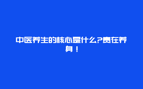 中医养生的核心是什么?贵在养身！_http://www.365jiazheng.com_健康护理_第1张