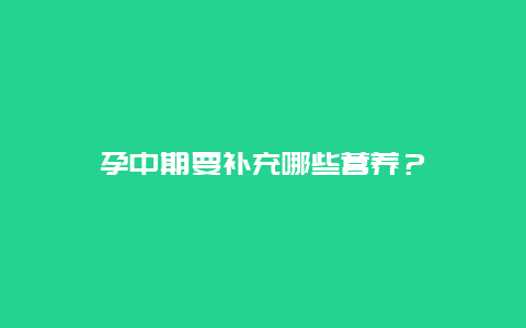 孕中期要补充哪些营养？