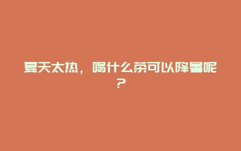 夏天太热，喝什么茶可以降暑呢？