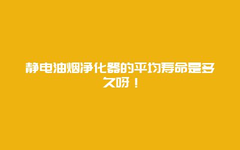 静电油烟净化器的平均寿命是多久呀！