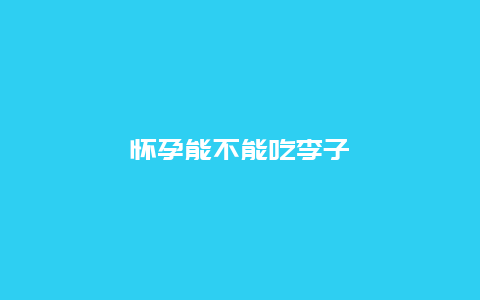 怀孕能不能吃李子