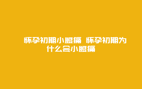 ​怀孕初期小腹痛 怀孕初期为什么会小腹痛