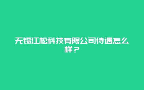 无锡江松科技有限公司待遇怎么样？