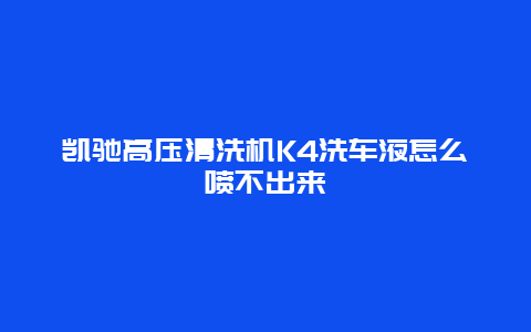 凯驰高压清洗机K4洗车液怎么喷不出来_http://www.365jiazheng.com_保洁卫生_第1张