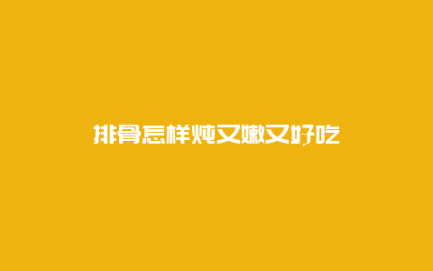 排骨怎样炖又嫩又好吃