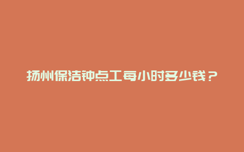 扬州保洁钟点工每小时多少钱？