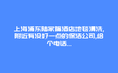 上海浦东陆家嘴酒店地毯清洗,附近有没好一点的保洁公司,给个电话...