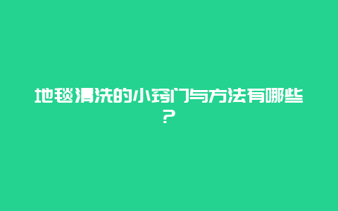 地毯清洗的小窍门与方法有哪些?