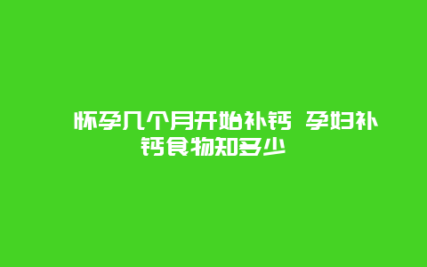 ​怀孕几个月开始补钙 孕妇补钙食物知多少