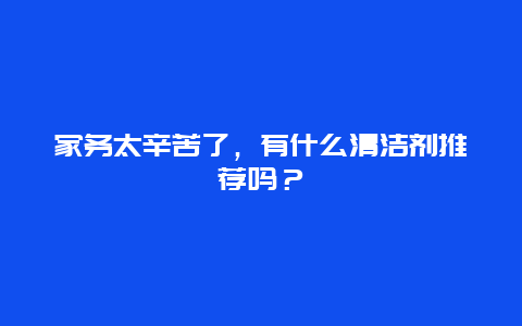 家务太辛苦了，有什么清洁剂推荐吗？