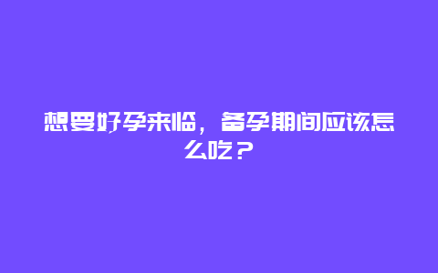 想要好孕来临，备孕期间应该怎么吃？