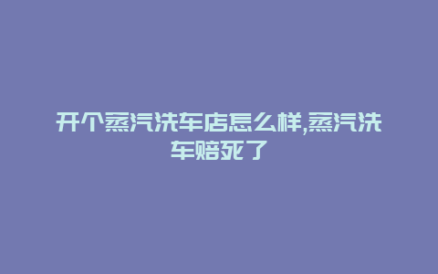 开个蒸汽洗车店怎么样,蒸汽洗车赔死了