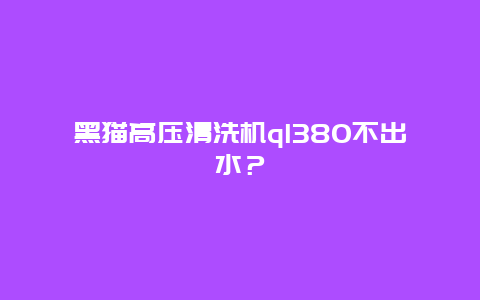 黑猫高压清洗机ql380不出水？