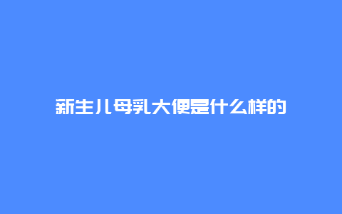 新生儿母乳大便是什么样的