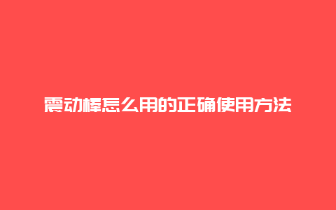 震动棒怎么用的正确使用方法