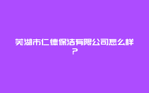 芜湖市仁德保洁有限公司怎么样？