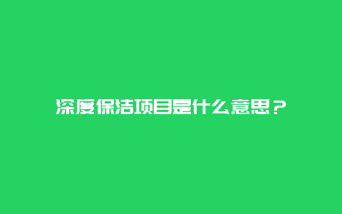 深度保洁项目是什么意思？