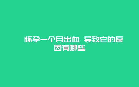 ​怀孕一个月出血 导致它的原因有哪些