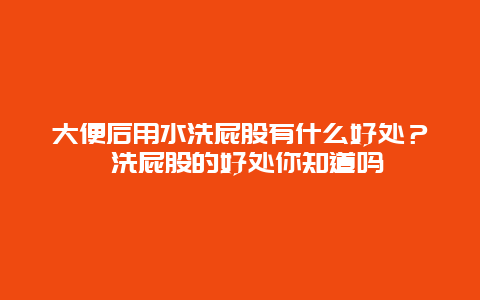 大便后用水洗屁股有什么好处？ 洗屁股的好处你知道吗