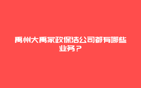 禹州大禹家政保洁公司都有哪些业务？