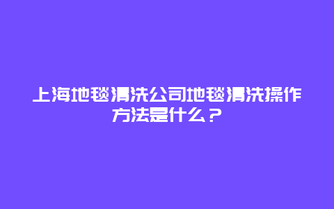 上海地毯清洗公司地毯清洗操作方法是什么？