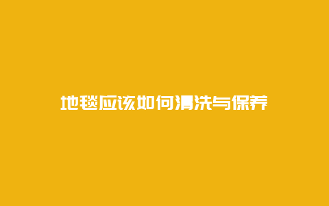 地毯应该如何清洗与保养